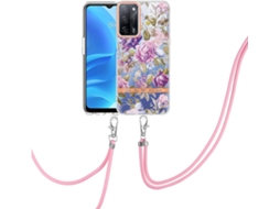 Correia Alça Ombro Removível Flor Pintada Ultra para Oppo Oppo A55 5G/A53S 5G/A54 4G/A16 HONGWE. Anti-Choque Roxo