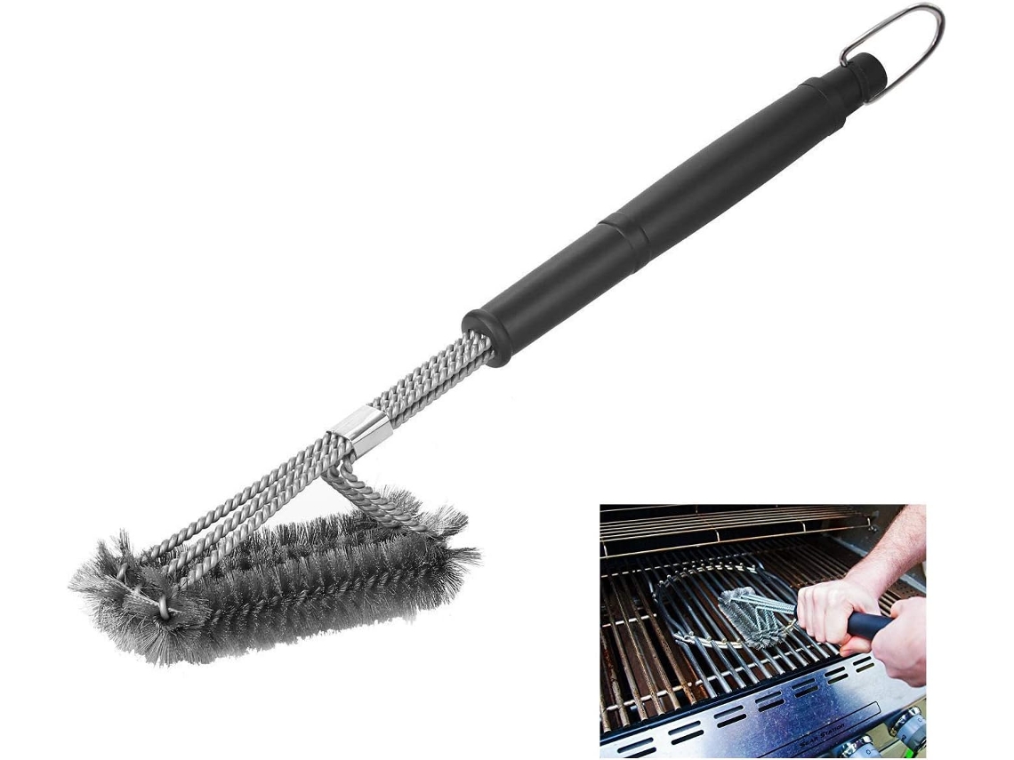 Escova 3 em 1 para Grelha com Raspador em Aço Inoxidável 17,5 Cm AQUAFORGE