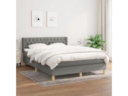 Vidaxl Cama Com Molas/colchão 140x200 Cm Tecido Cinzento-escuro