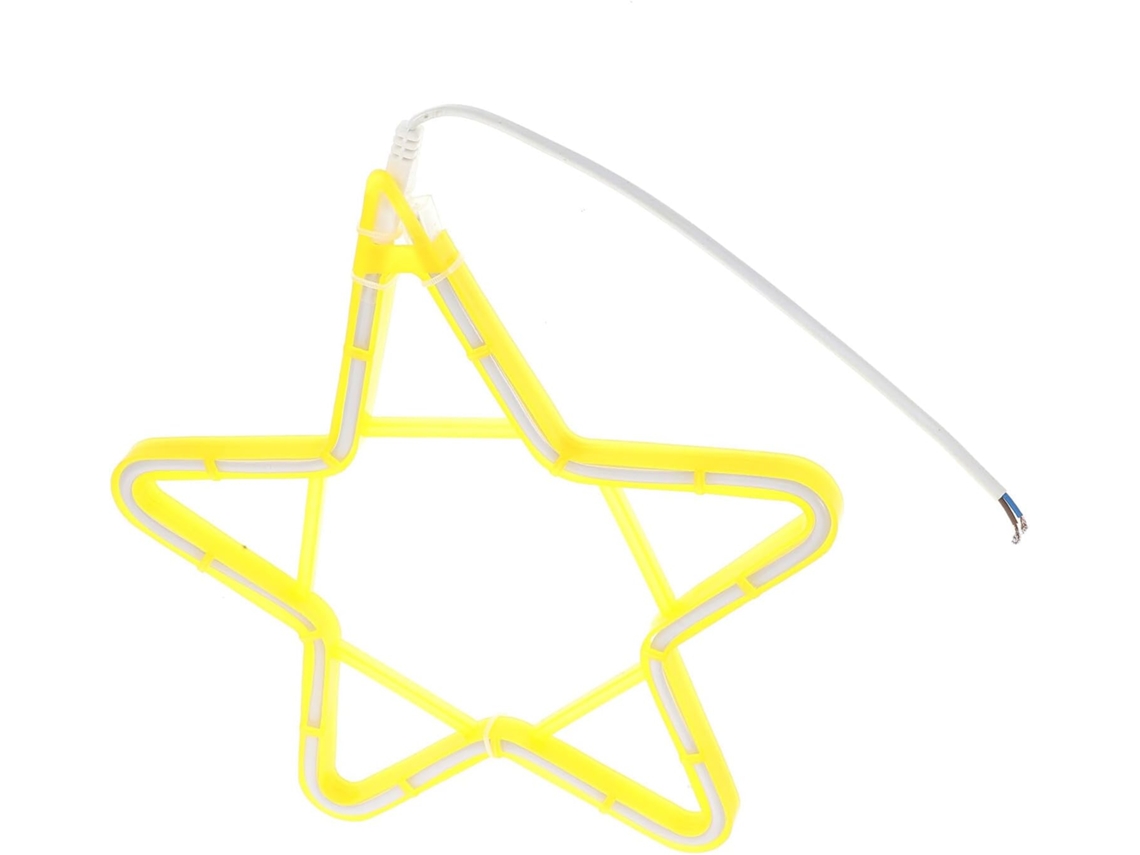 Luminária Led Amarela em Formato de Estrela, 30 Cm, Decorativa, Resistente a Altas Energias, Ideal para Uso Externo em Festas. SFUSHOS