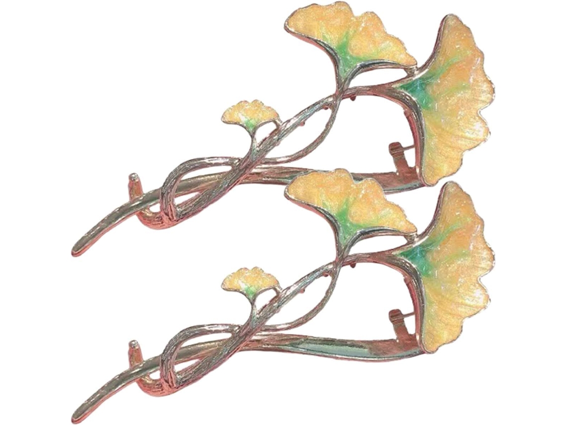 Presilha decorativa para cabelo em formato de folha de ginkgo, feita com liga leve.