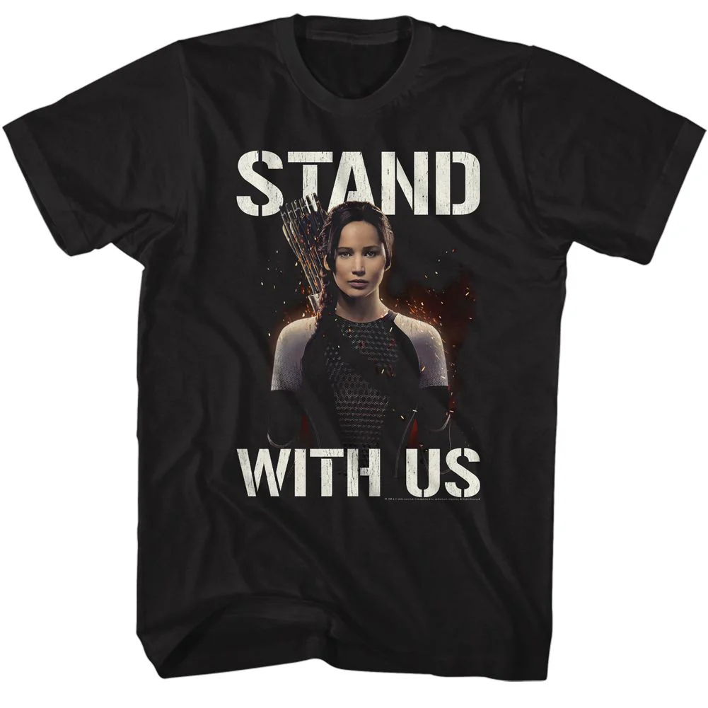 Unisex Adult T-shirt Rockinstone Hunger Games Movie Stand With Us Katniss Black Sizexxl