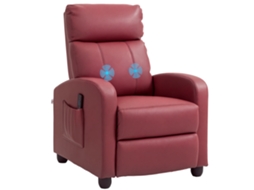 Poltrona Relax Massagem, Comando, 8 Programas, Reclinação E Apoio Pés, Vermelha.
