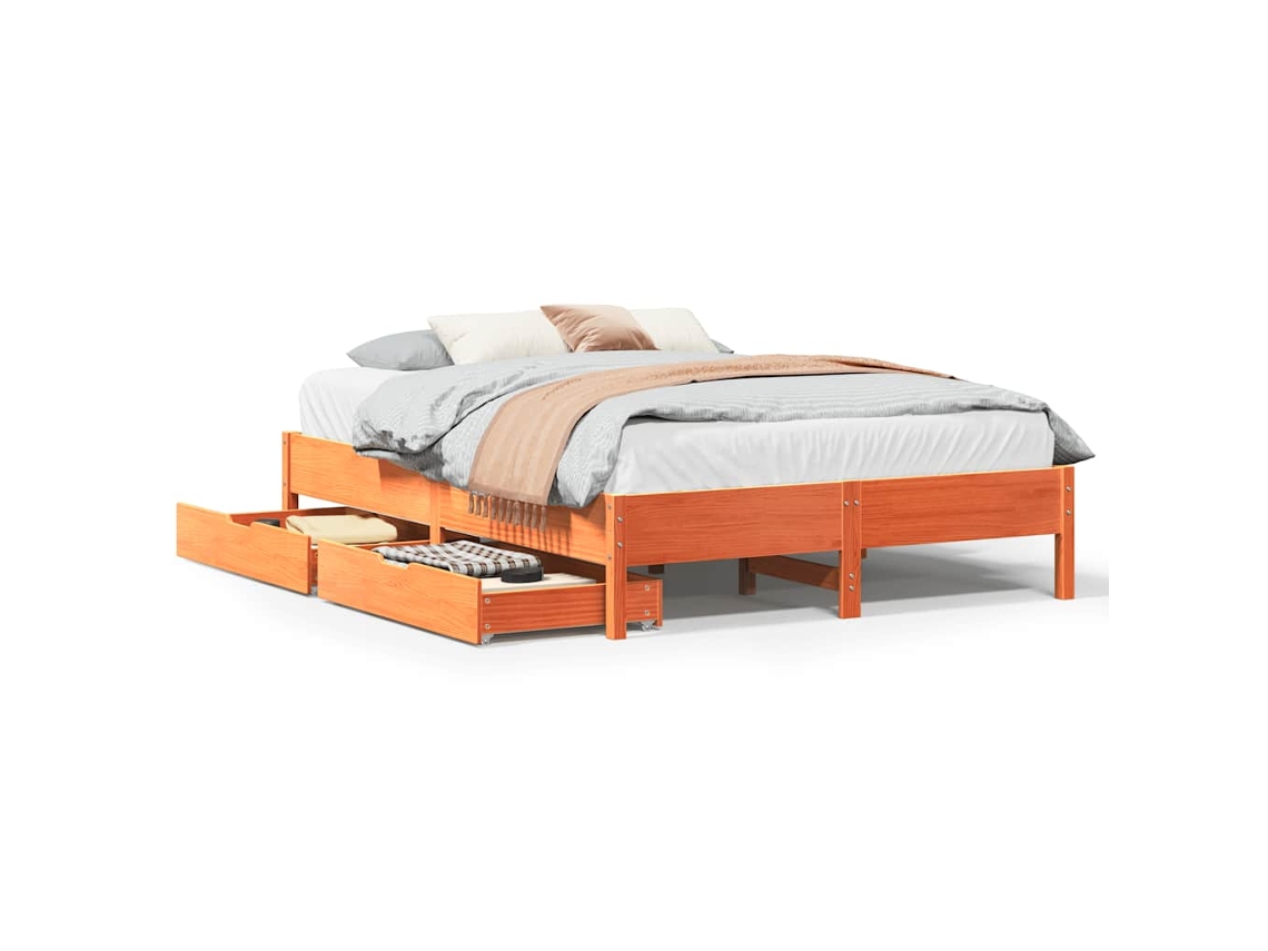 Bed Frame, Bed Frames Vidaxl Marrom Madeira De Pinho (160 X 200 Cm)