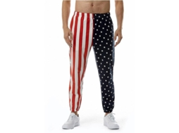 Calça de praia masculina Rebe, estilo bandeira americana, casual, modelagem solta, poliéster e elastano de alta qualidade, tamanho M.