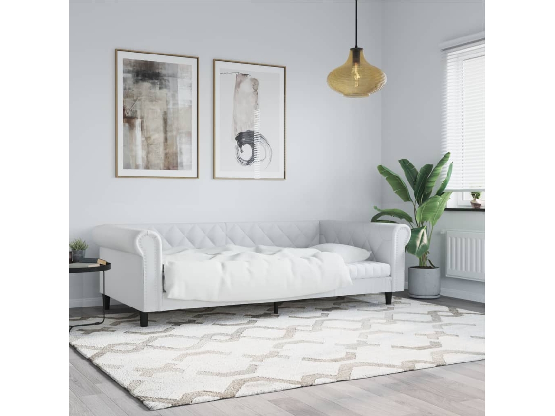 Vidaxl Sofá-cama 100x200 Cm Couro Artificial Branco