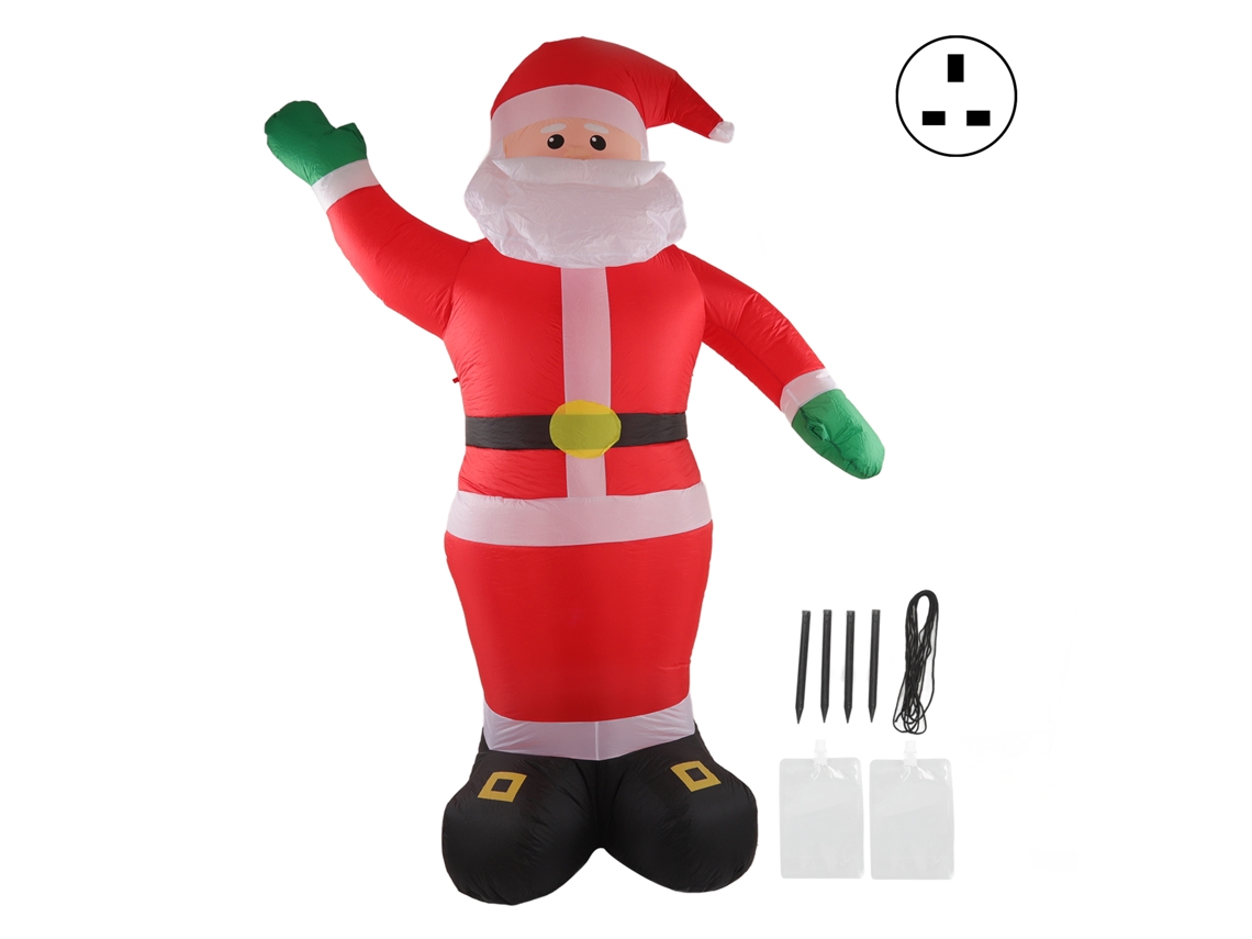 Laxiscreed Boneco De Natal Inflável À Prova De Água Com Luz Led Para Exteriores, Mãos Verdes E Enchufe Uk