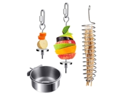 Suporte para Ração de Pássaros, Tigela Suspensa em Aço Inoxidável, Cesta para Alimentos em Formato de Palito de Doce AQUAFORGE