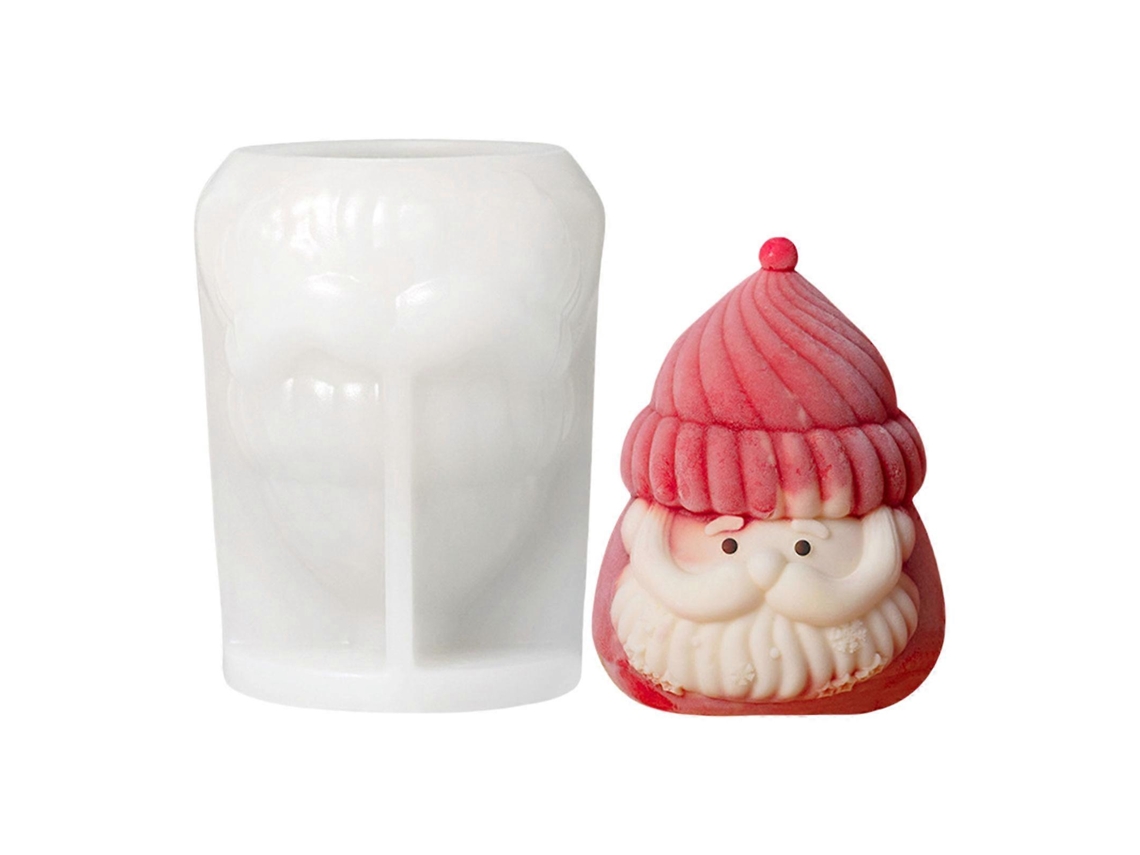 Conjunto De 3 Formas De Silicone Com Papai Noel Para Decoração De Bolos, Mousses E Pastéis Com Tema Natalino. Antiaderentes.