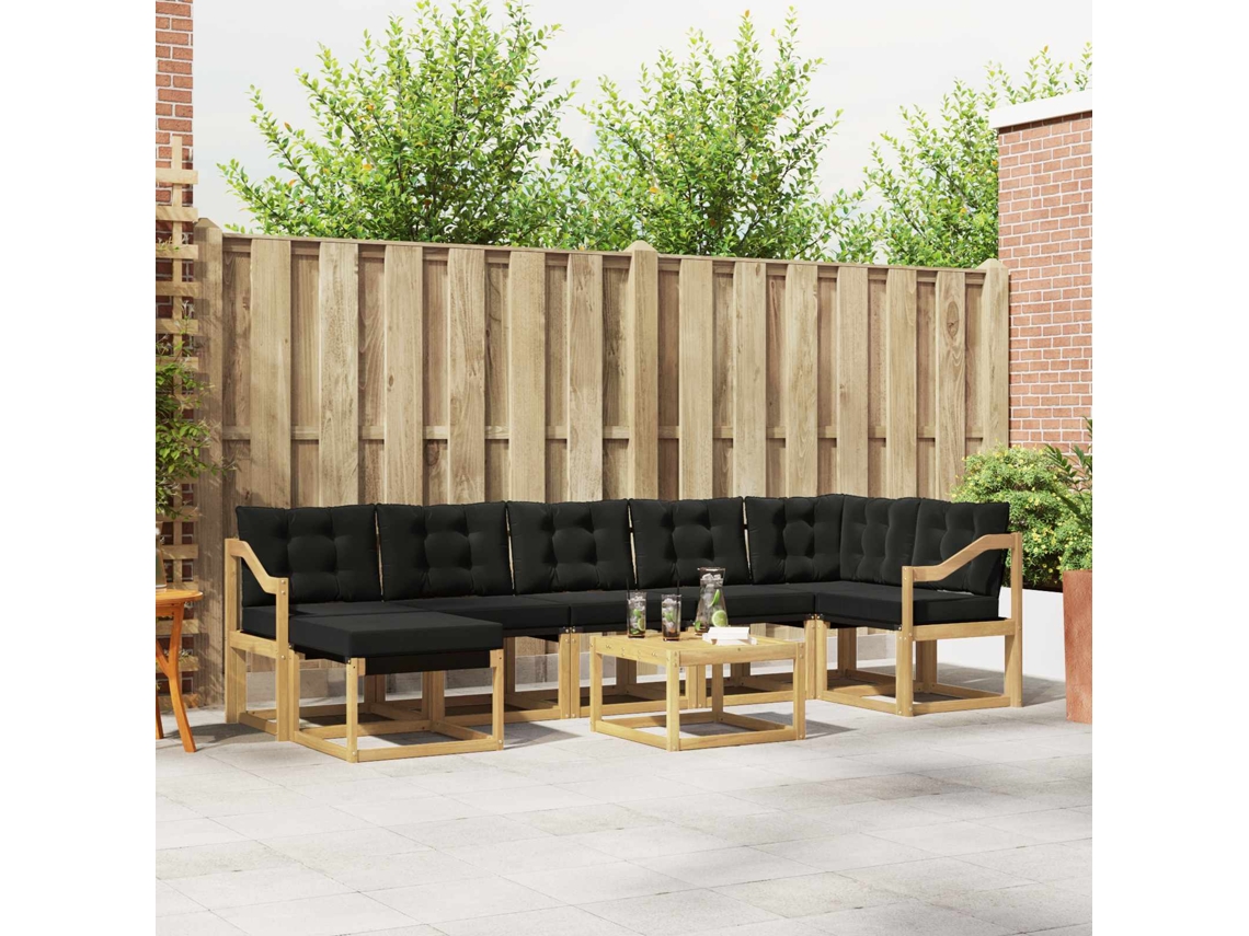 Vidaxl Conjunto De Sofás Para Exterior 8 Pcs Branco E Preto