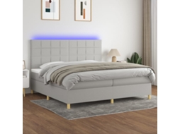 Cama Box Spring C/ Colchão E Led 200x200 Cm Tecido Cinza-claro