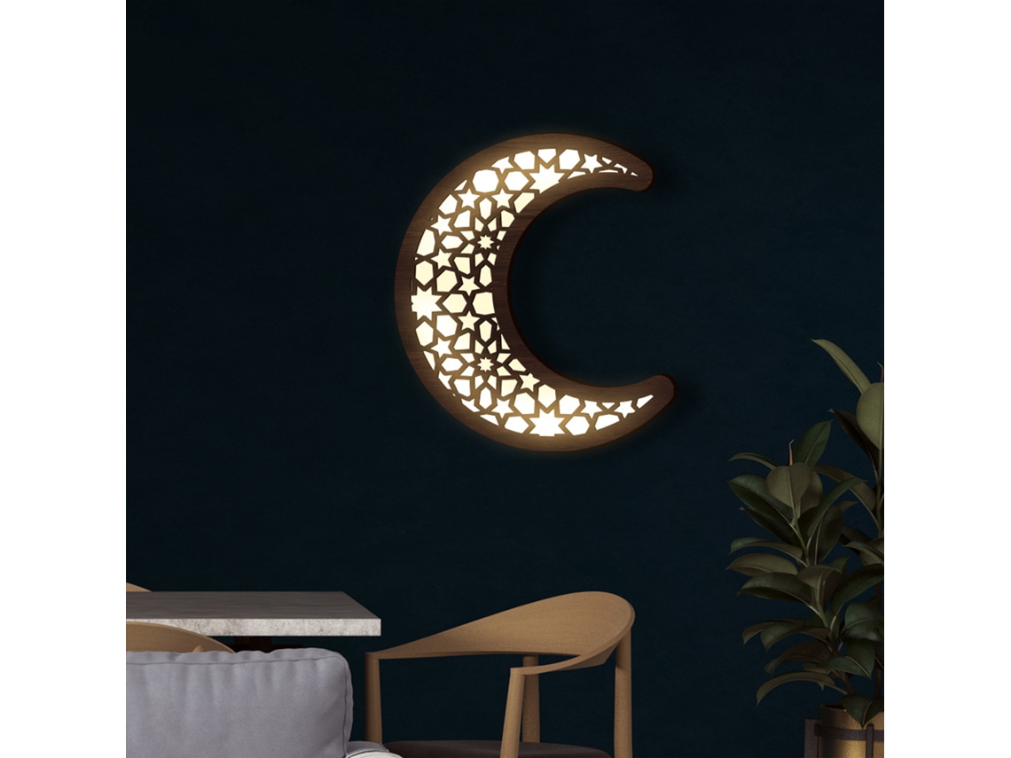 Ornamento Pendente Crescente De Madeira (com Luzes, Design Oco E Tridimensional) Eoocoo