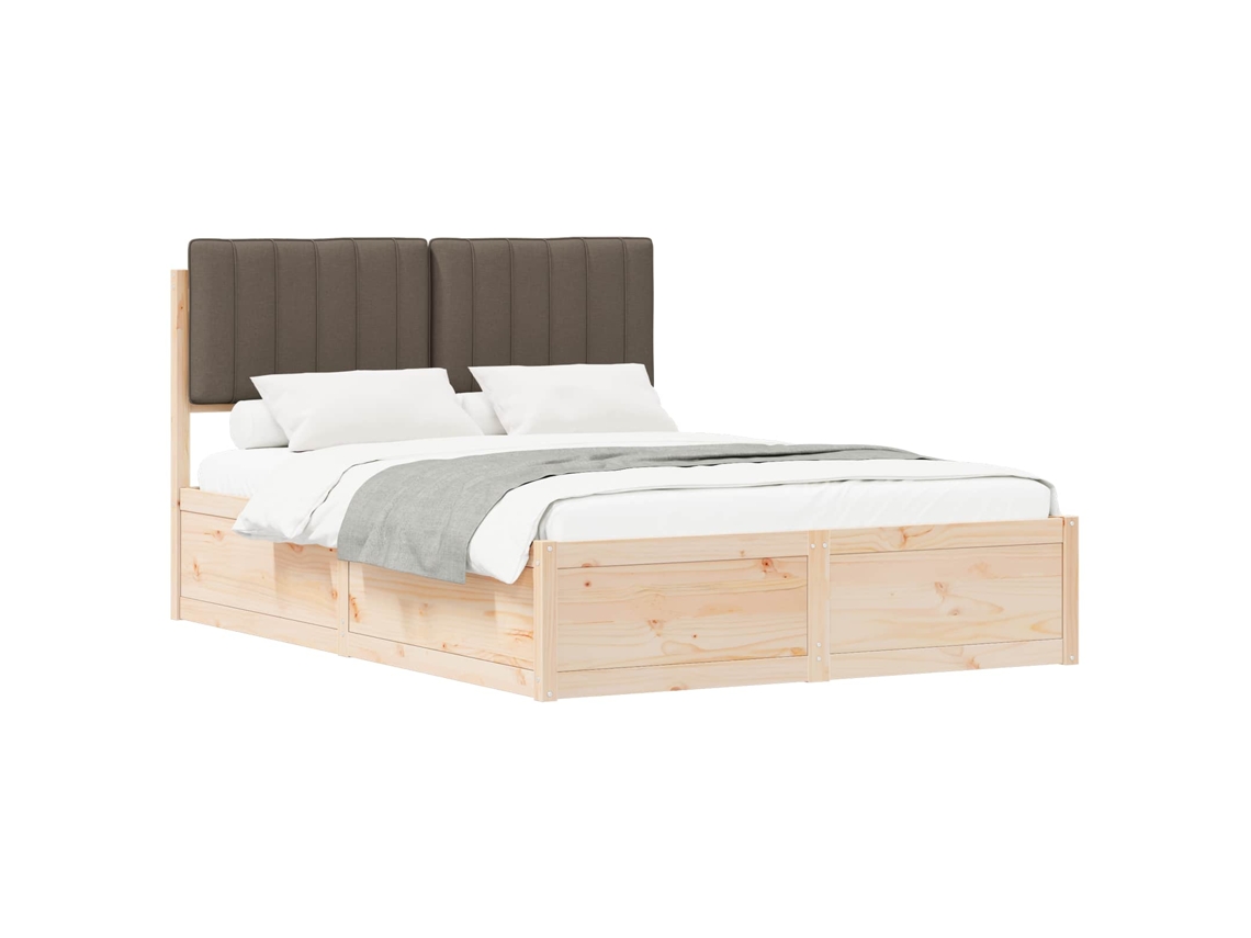 Estrutura de Cama com Cabeceira Estofada Cinzento Acastanhado MAISON EXCLUSIVE