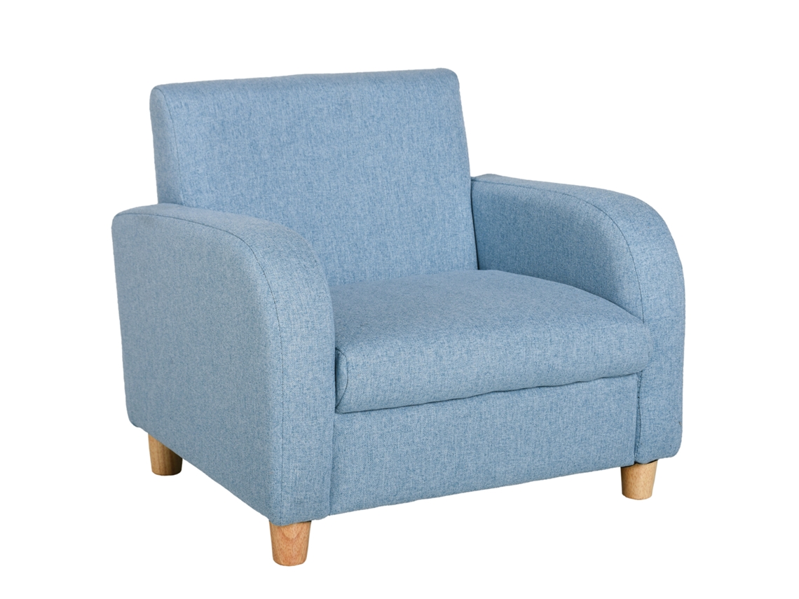 Poltrona Infantil Estofada Em Tecido Para Quarto Suporta Até 65 Kg, 49x45x44 Cm, Azul.