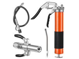 Pistola de Graxa 8000 Psi, com Empunhadura e Capacidade 0,4 L, Mangueira Flexível 46 Cm, Alça Dupla, Tubo Rígido Extensão Bico Afiado para Automotiva