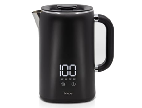 Jarro de água elétrico 1,7 L, Eboil, controlador de temperatura digital de 45 ° C a 100 ° C, Briebe, função de manter aquecido, Kt1175blk, preto