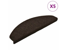 Maison Exclusive - Tapetes De Escada Autoadesivos 5 Peças 65x21x4 Cm Marrom Escuro Semicircular Grande