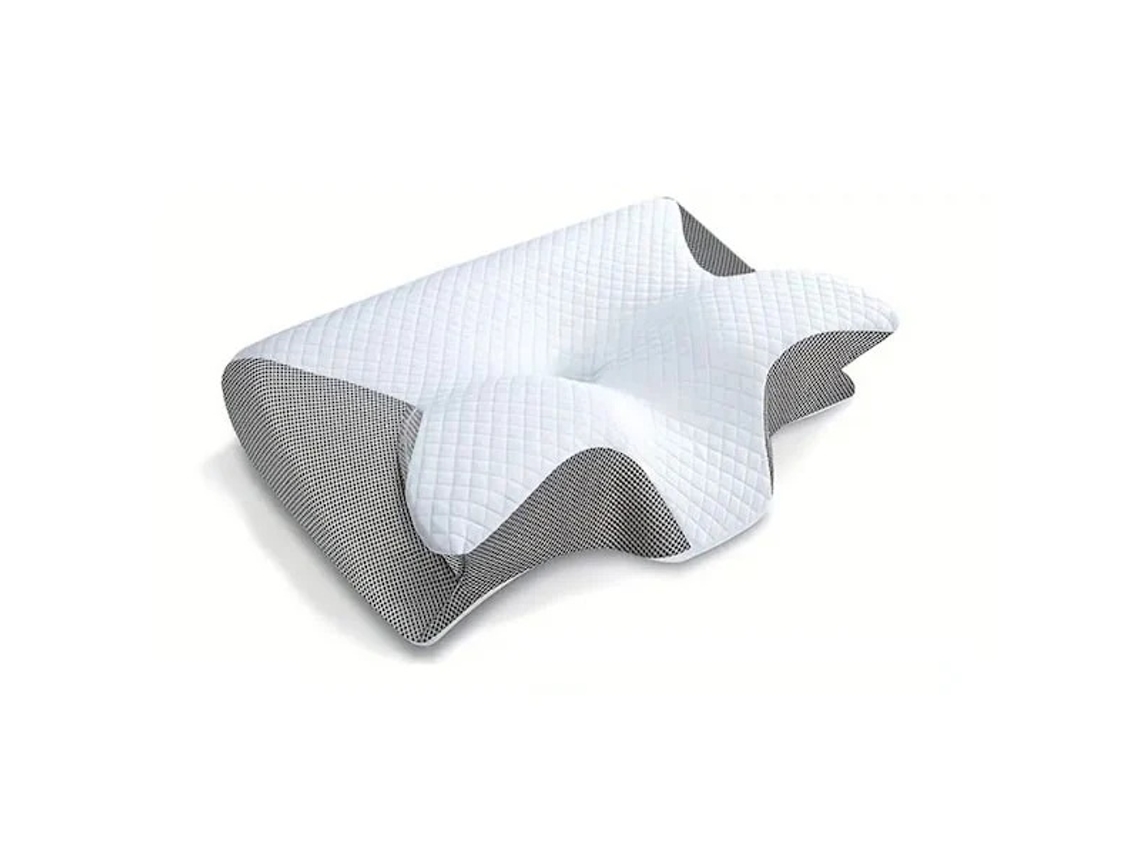 Lurelia Travesseiro Cervical, 1 Unidade, Espuma Viscoelástica, Ergonómico, Ortopédico, Capa Lavável, Para Dormir De Lado, Cinza Claro / Cinza