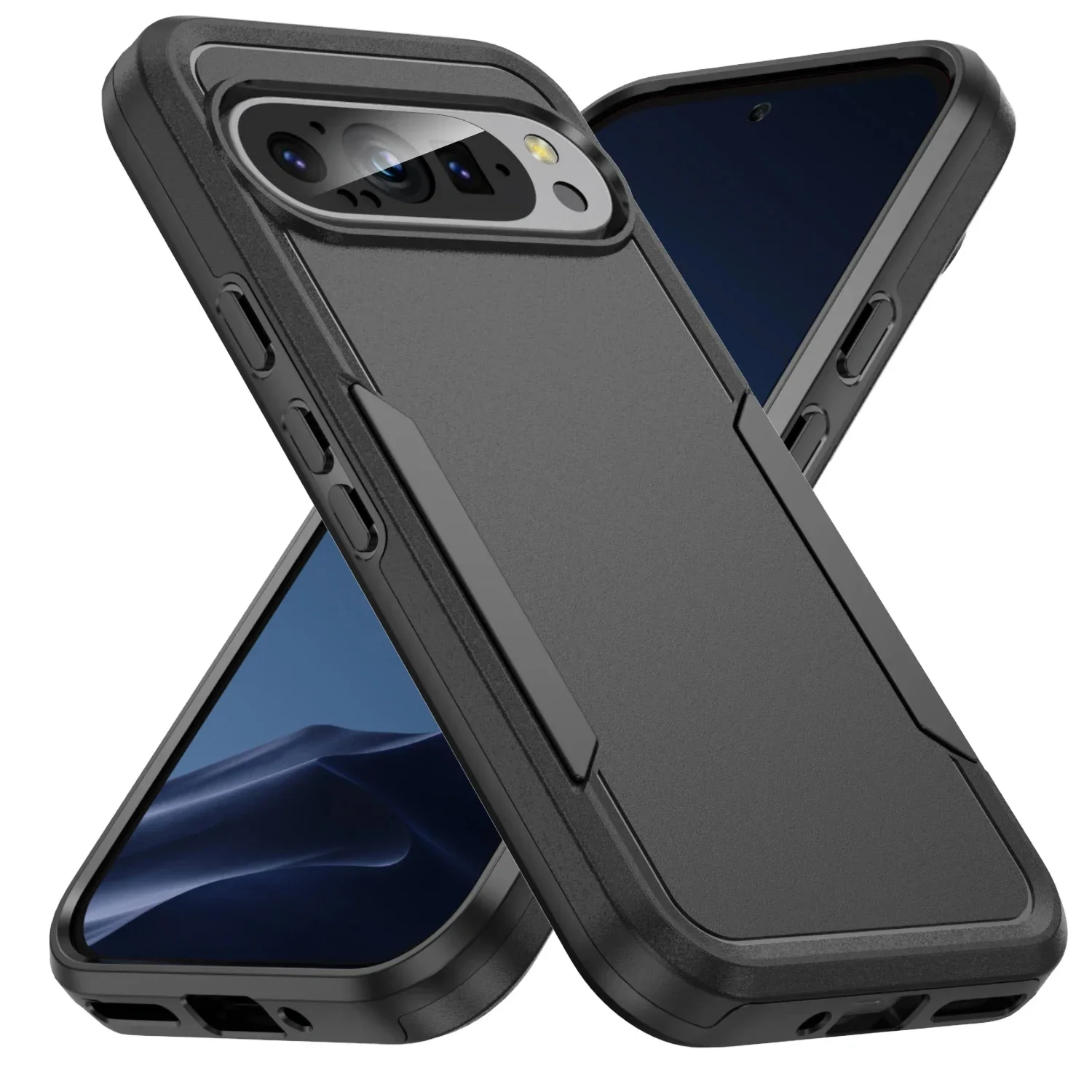 (preto, Google Pixel 6) Capa De Luxo À Prova De Choque Com Dupla Camada, Resistente E Protetora, Em Cor Sólida.