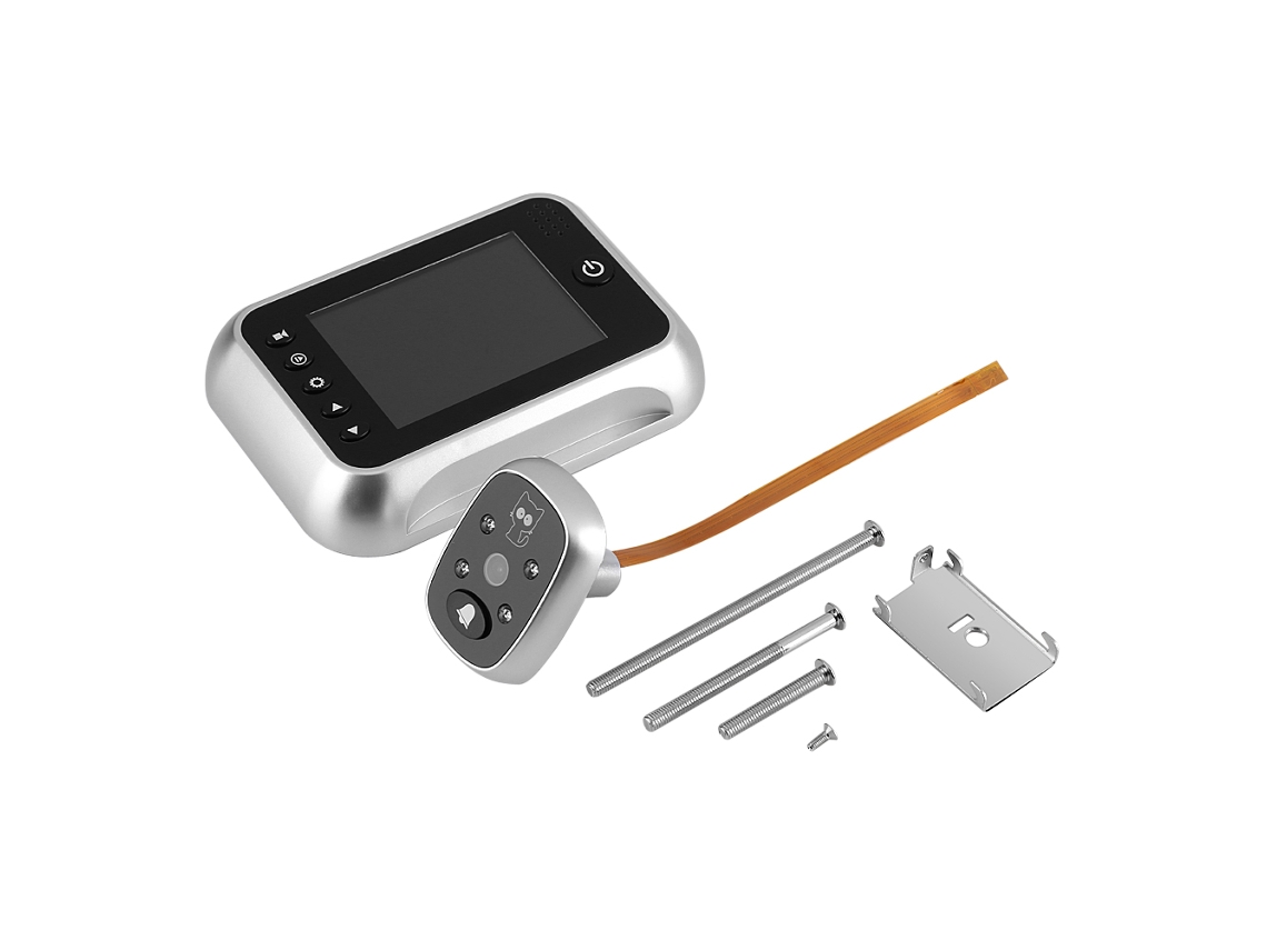 Fechadura Inteligente Prateada Para Porta De Segurança, Equipada Com Função De Vídeo Com Visão Noturna Sem Fio Lcd, Acompanhada De Jyb02247.