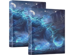 Pasta escolar redonda de 3,8 cm com estampa de dinossauro azul e Prancheta, pacote com 1 unidade, material rígido de 2 camadas para carteira.