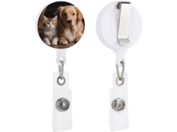 Porta Crachá Retrátil Cães E Gatos, Resistente, Redondo E Com Clipe, Feito De Plástico Leve, Homens E Mulheres