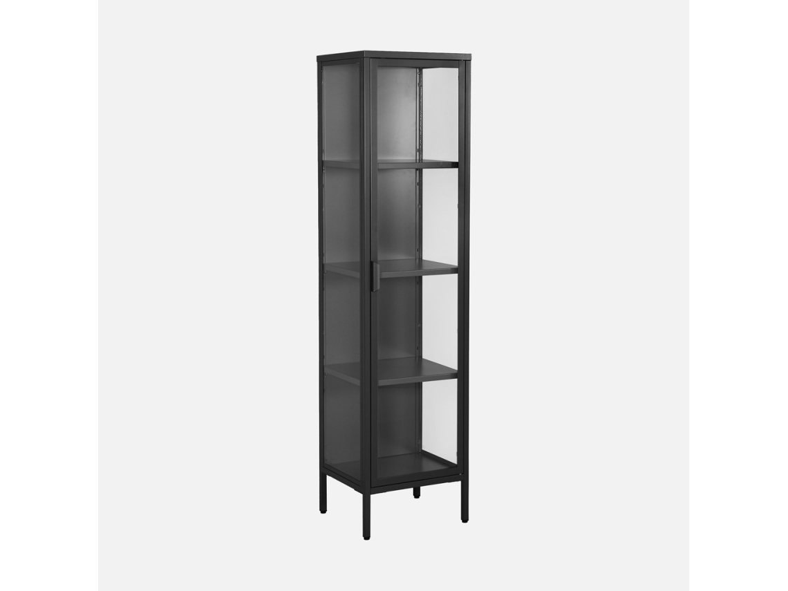Aparador De Aço E Vidro Temperado 1 Porta, 160cm, Preto Sweeek
