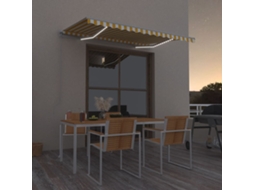 Vidaxl Toldo Retrátil Manual Com Led 350x250 Cm Amarelo E Branco