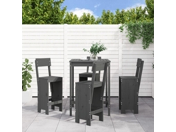 Conjunto Bar 5 Peças Para Jardim Pinho Maciço Cinzento Dkd Home Decor