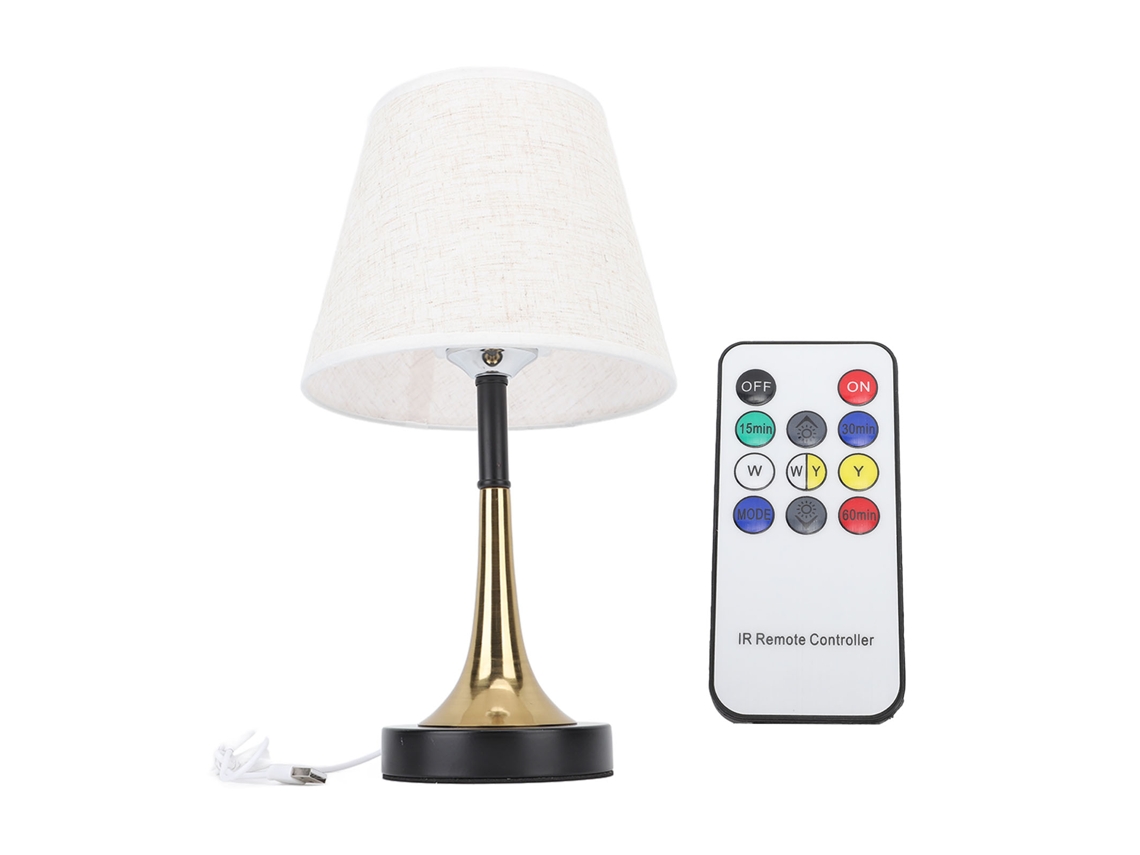 Lâmpada de Mesa de Cabeceira Usb Regulável com 3 Temperaturas de Cor e Controle Remoto