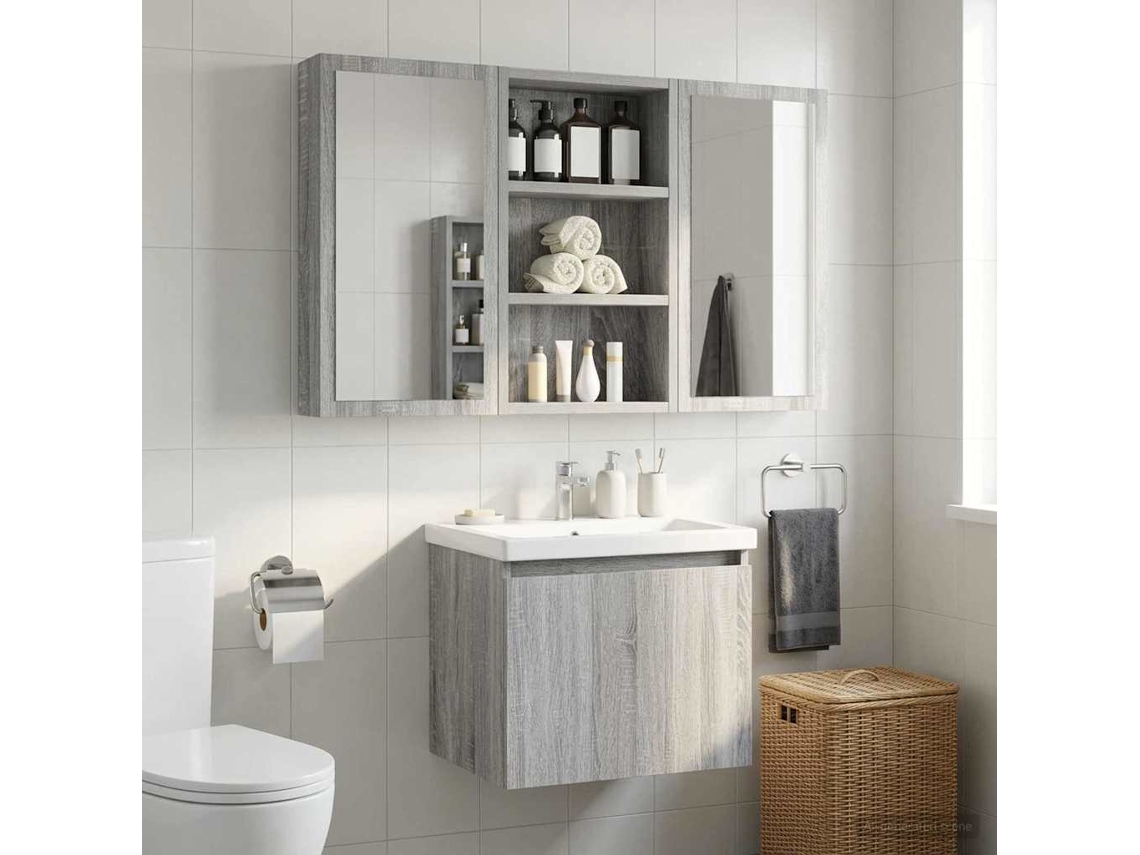 Vidaxl Armário De Parede Para Banheiro Sonoma Cinza 30 X 10 X 50 Cm