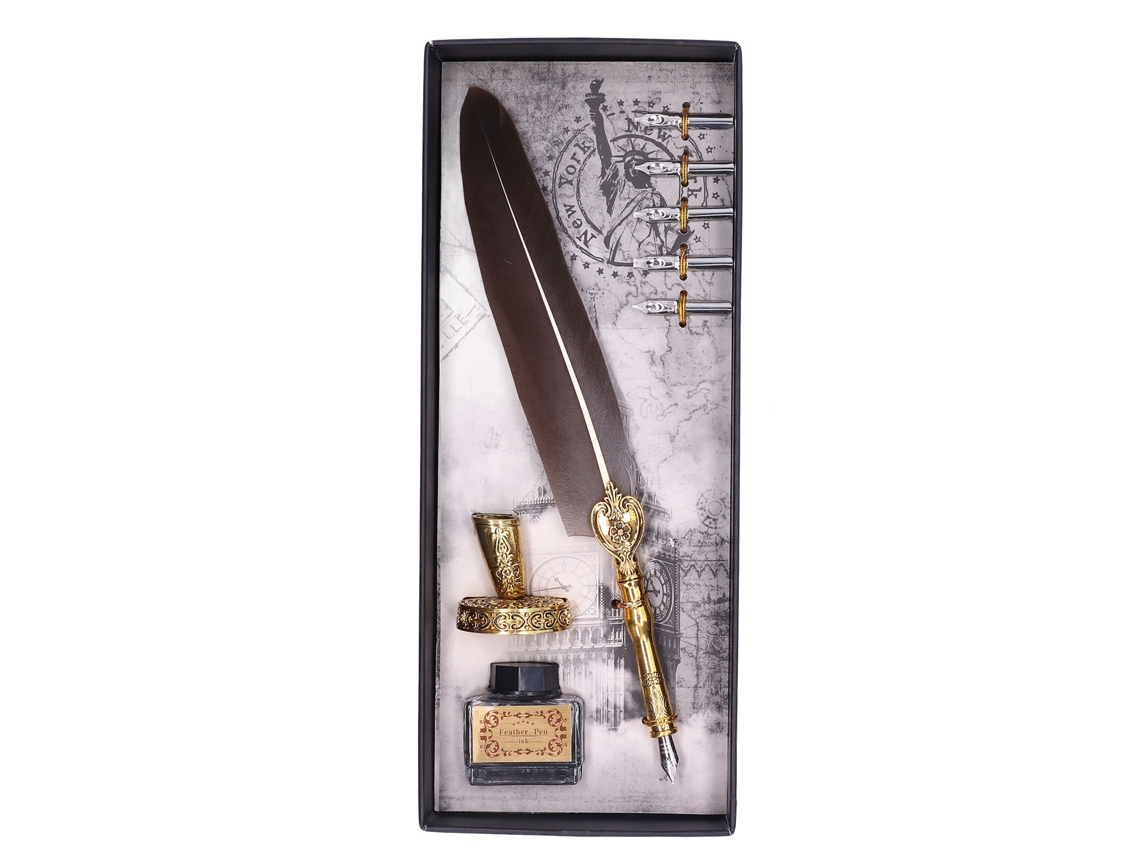 Pluma de Pluma Fluyente Y Cómoda para Escritura Con Elegancia Vintage Y Trabajo Exquisito Ideal para Regalos Y Caligrafía Marrón