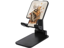 Suporte De Mesa Ajustável E Dobrável Para Celular Com Desenho Esqueleto Abraçando Um Gato