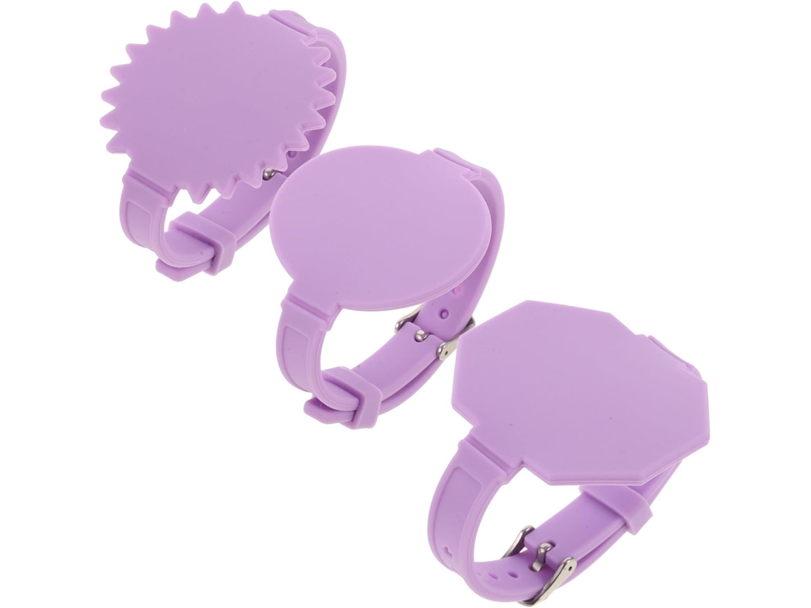 Pretyzoom Acessório Essencial E Prático 3-pulseiras De Silicone Roxas Reutilizáveis Apagáveis Em Formato Relógio Para