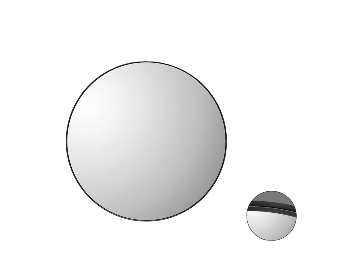 Espelho Redondo Para Banheiro, Moldura De Metal Escovado Preto, Instalaã§ã£o Fã¡cil, Tly Redondo 80cm Oem