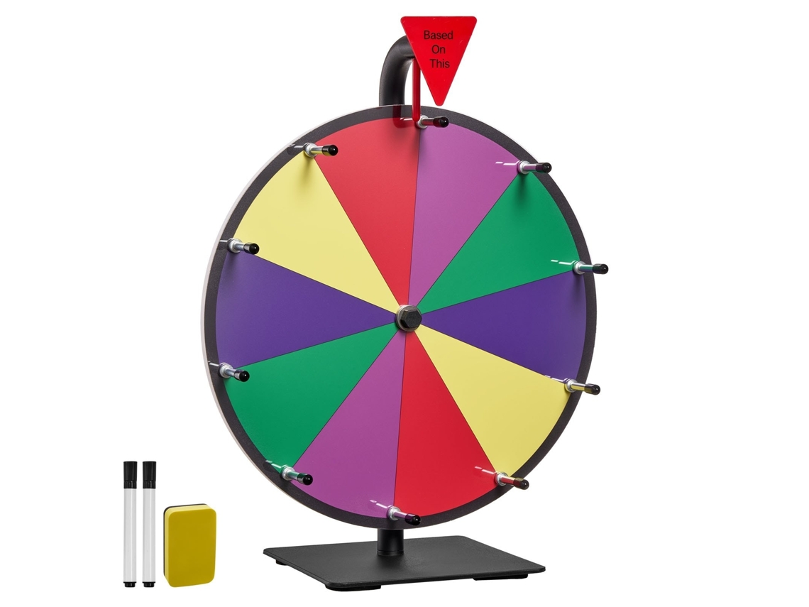 Roda Da Sorte 305mm Com 10 Divisões Tripé Superfície Apagável Para Eventos E Sorteios Tekmaquinas