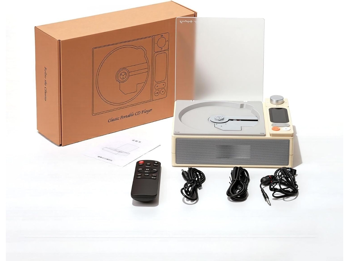 Leitor De Cd Portátil Com Alto Falantes Sem Fio 5 1e Rádio Fm, Compatível Com Discos Mp3, Wma E Cd R, Com Visor De Led E