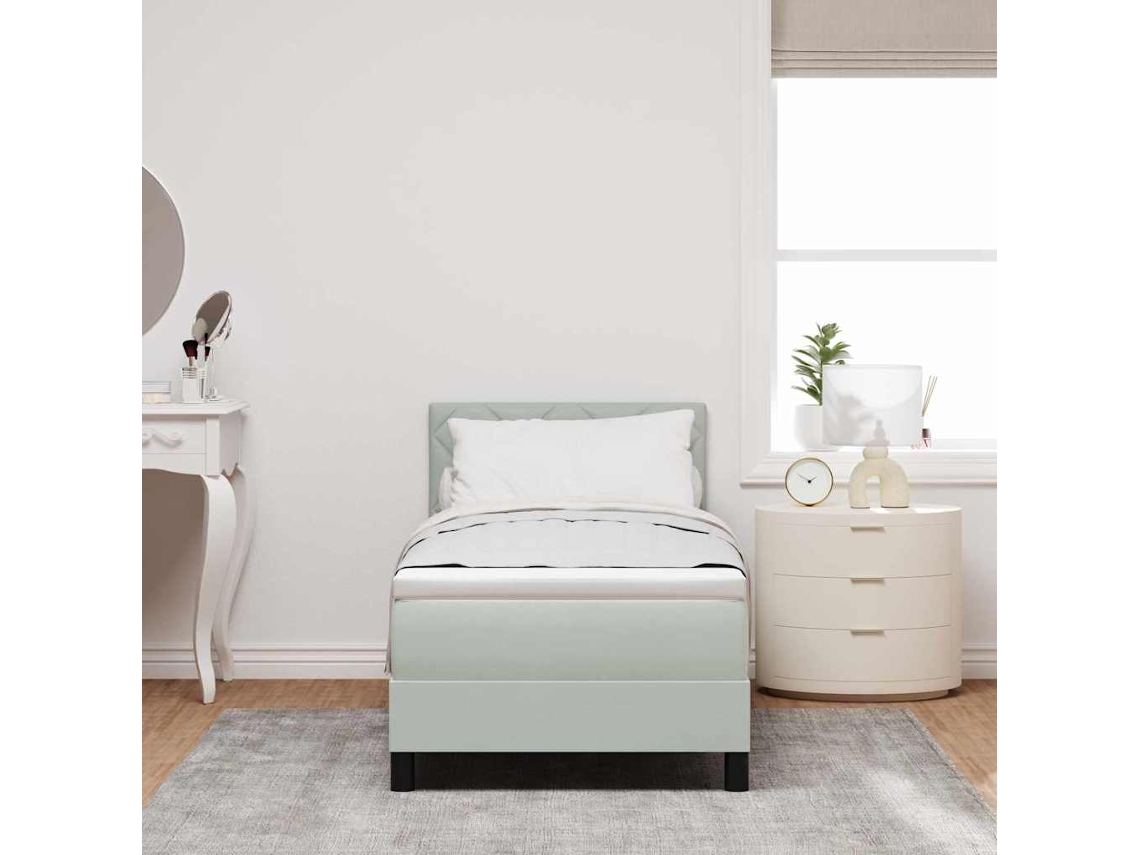 Vidaxl Cama Box Spring Led Cinzento claro 80 X 200 Cm Veludo