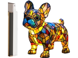 Luminária de mesa em formato de cachorrinho, macia, com acabamento em resina E