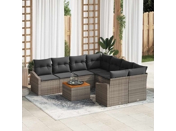 Vidaxl Conjunto De Sofá De Jardim 9 Unid. Cinzeto Vime Pe