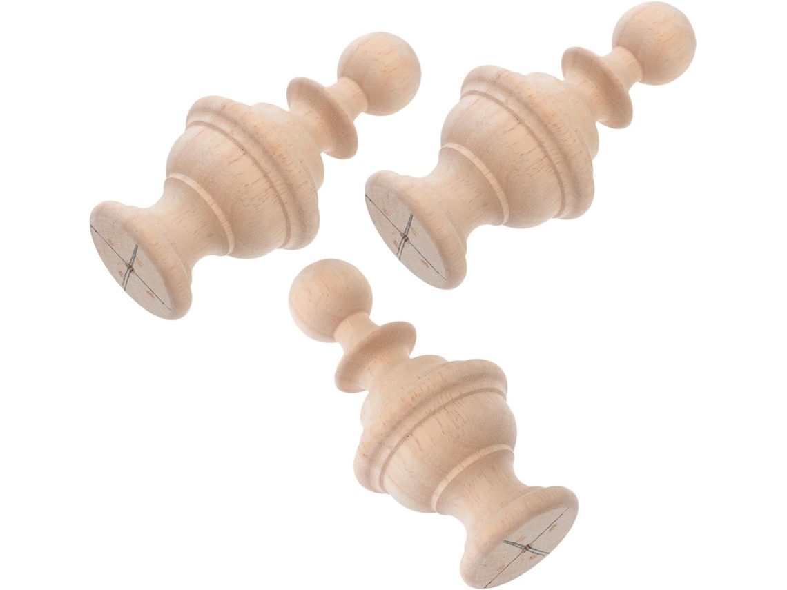 Conjunto 3 Ornamentos Madeira Natural Escadas Ponteiras Resistentes Postes Grades Decoração Clássica GOKOCO