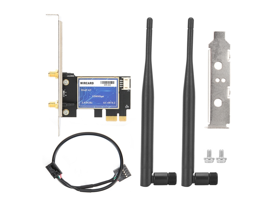 Placa De Rede Sem Fio Para Desktop De Duas Bandas 2.4g/5.8g Pci-e 867mbps Com Antenas Rtl8822be