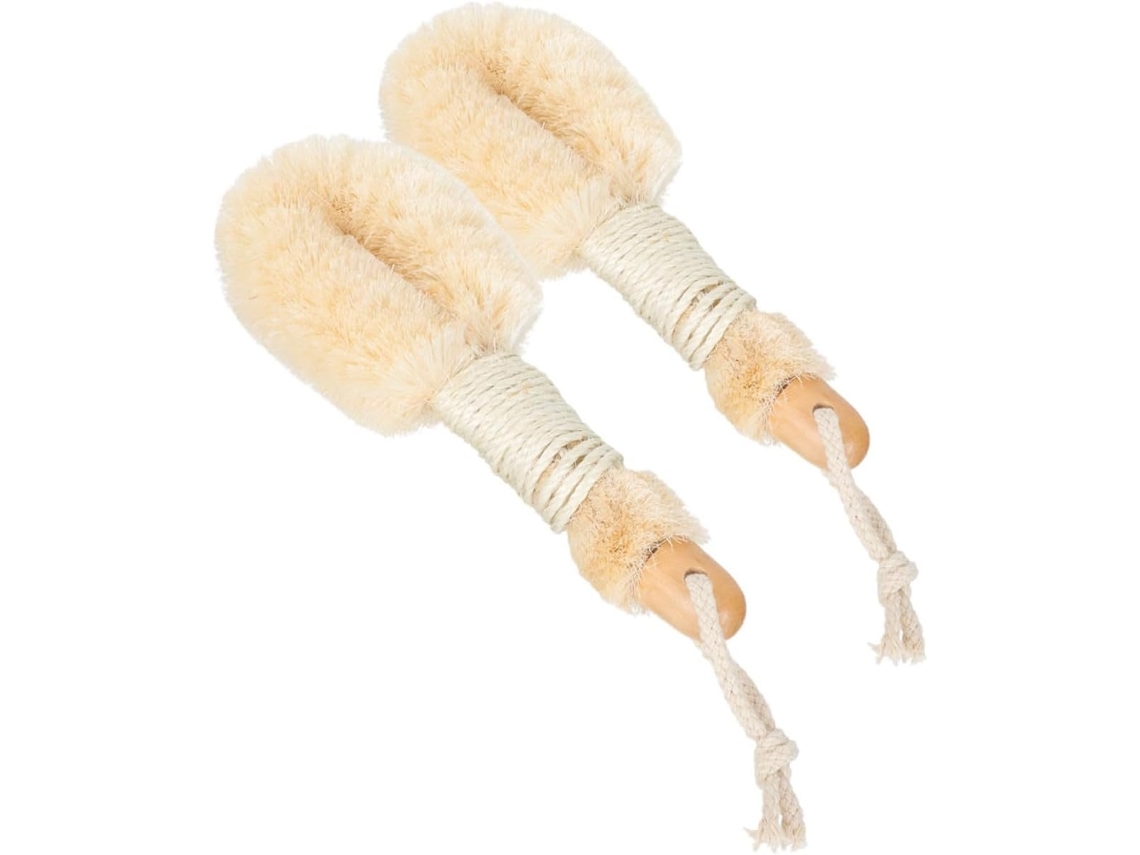Lurelia Conjunto De 2 Escovas Corporais De Sisal Para Duche, Fibra De Sisal, Pega Ergonómica E Escovagem A Seco, Uso Diário Essencial