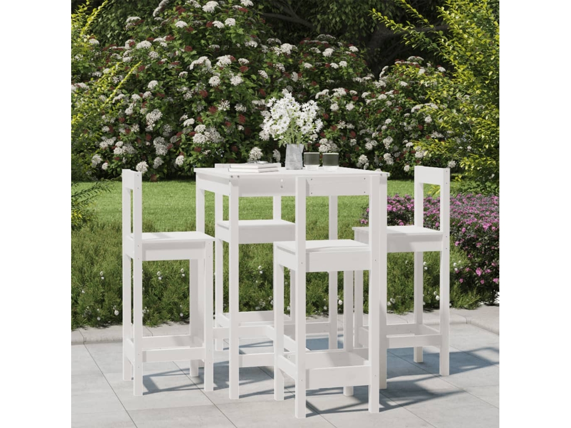 Pcs Conjunto De Bar Para Jardim Pinho Maciço Branco Dkd Home Decor