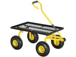 Carrinho de Jardim de Aço com Capacidade de 150 Kg e Alça Coberta. 94x48,5x100 Cm. Amarelo e Preto Ge