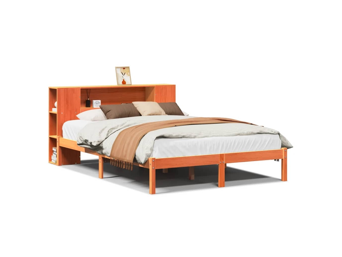 Cama com Estante Sem Colchão 150x200 Cm Pinho Maciço MAISON EXCLUSIVE