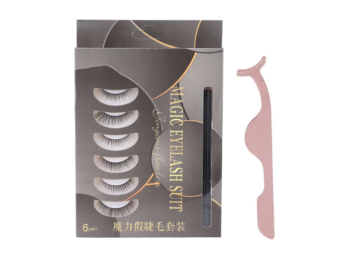 Kit De Cílios Magnéticos Com Eyeliner E Pinça - 6 Pares, Prova De Vento E Água, Reutilizável