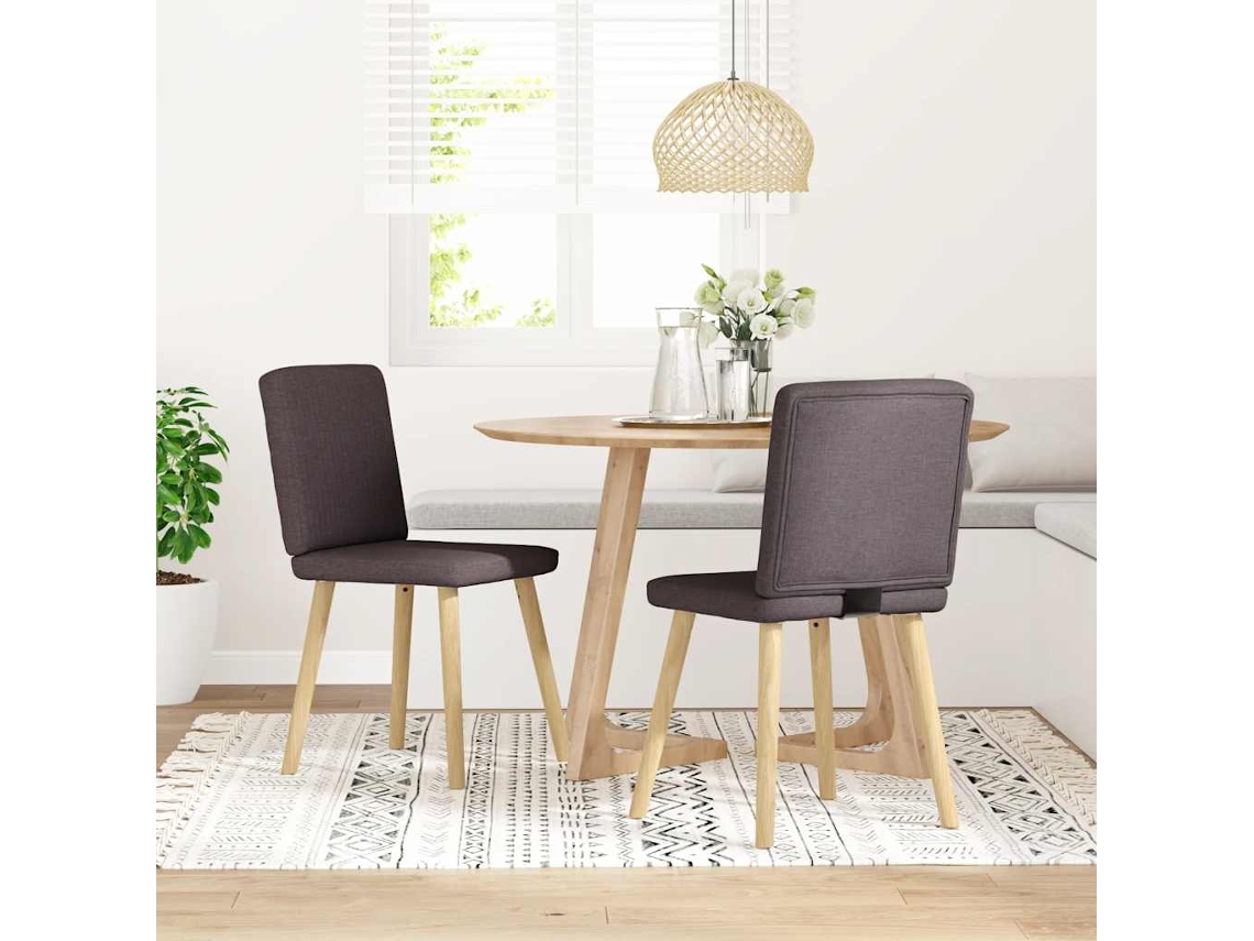 Vidaxl Cadeiras De Jantar 2 Pcs Tecido Castanho-escuro