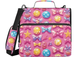 Pasta Com Zíper E Alça De Ombro, Vários Bolsos De 3, 8cm, 3 Argolas Organizadoras, Pasta Acessórios De Papelaria