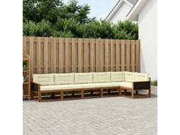 Vidaxl Conjunto De Sofás Para Exterior 6 Unid. Natural E Creme